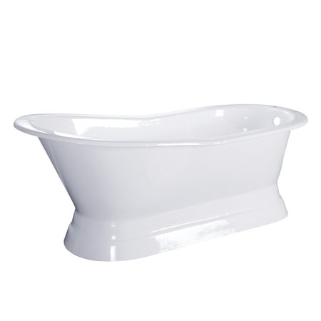 AQUA EDEN Pedestal Bathtubs, 66.94 L, 30.31 W, White, Cast Iron VCT7D673128